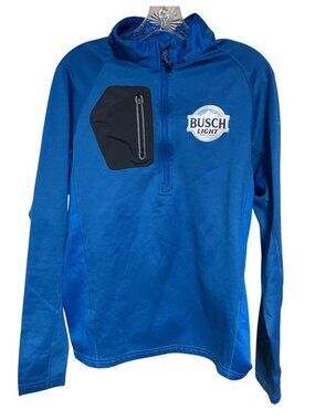 Eddie Bauer Busch Light Blue Quarter Zip Pullover Jacket Mens Medium Activewear